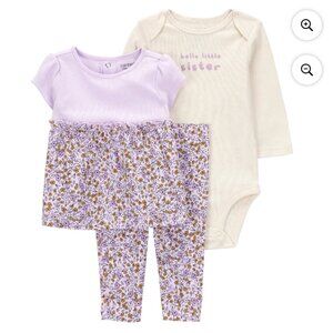 0-3 Month Carter's Baby Girl Hello Little Sister Outfit Set
